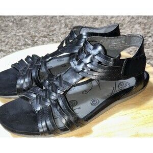 Baretraps Raygan Black Braided Strappy Gladiator Sandals Women’s Size 7M